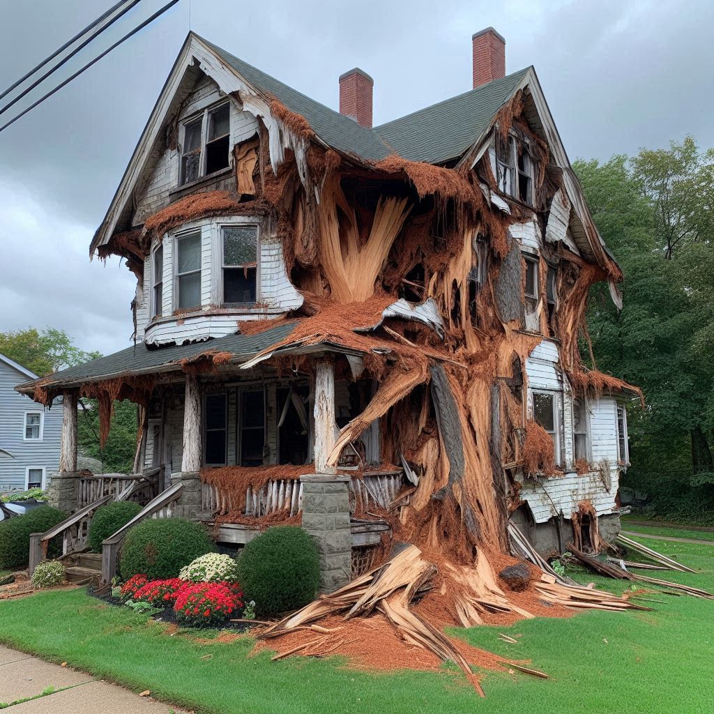 Signs Your Belmont Home Needs a Tree Inspection Damaged tree on an Belmont home showing signs of disease and decay